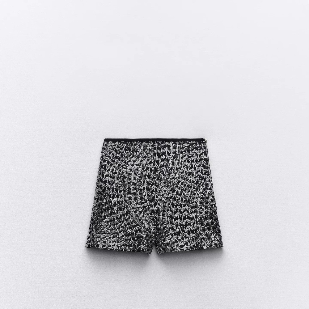 Zara Black and White High Waist Women Shorts